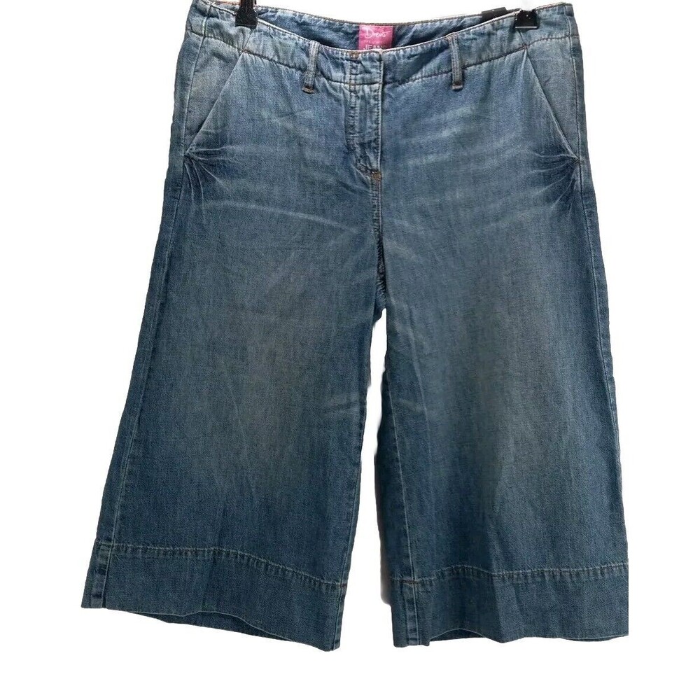 Drew The Limited Women Wide Leg Low Rise Straight Cropped Denim Pants Size 8